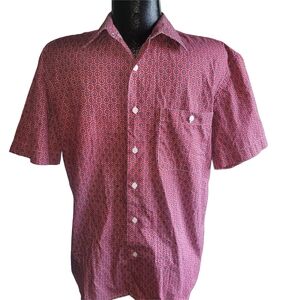 Berkam Men's Red Patterned Short Sleeve Shirt M
